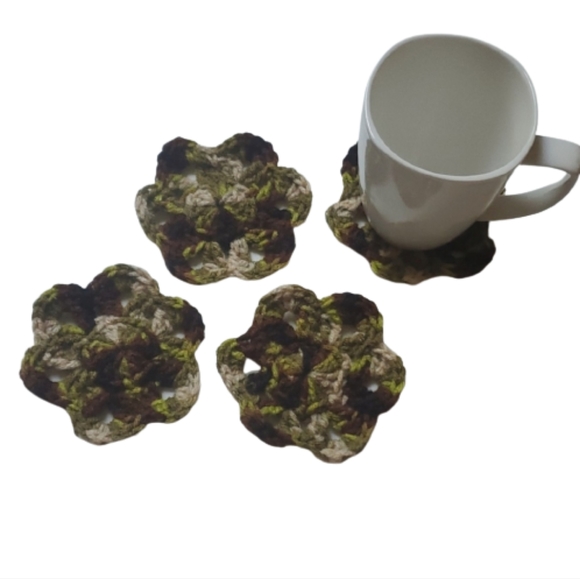 Handmade Flower Drink Hot/Cold Coasters-Set of 4 - Picture 5 of 5